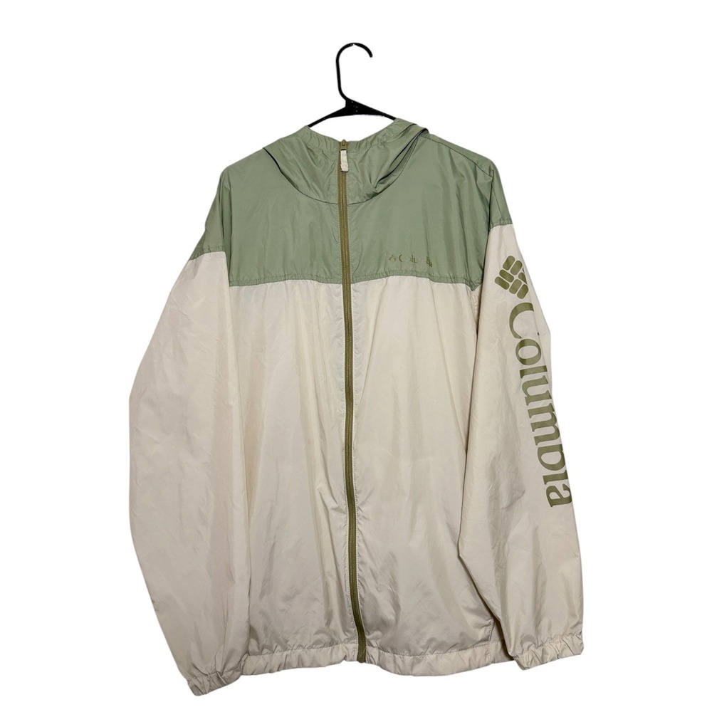 Columbia Gorpcore Windbreaker Activewear Jacket Hooded Green Cream Mens SZ Large